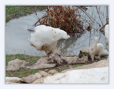 Neunkirchen im Bild Schneereste im Brandbachgarten, bearbeitet...