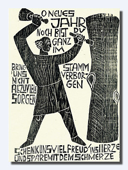 Neunkirchen im Bild Felix M&uuml;ller: Neujahrsgru&szlig;, Holzschnitt 1961 